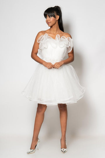 Abito Corto Tulle C/Cintura 7256